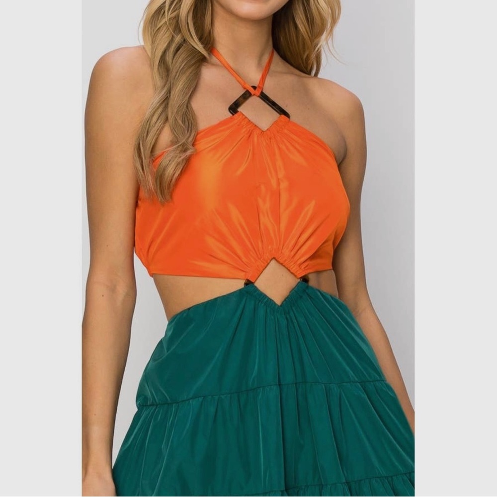 INA Women’s Taffeta Cut Out Maxi Dress - Picture 1 of 10